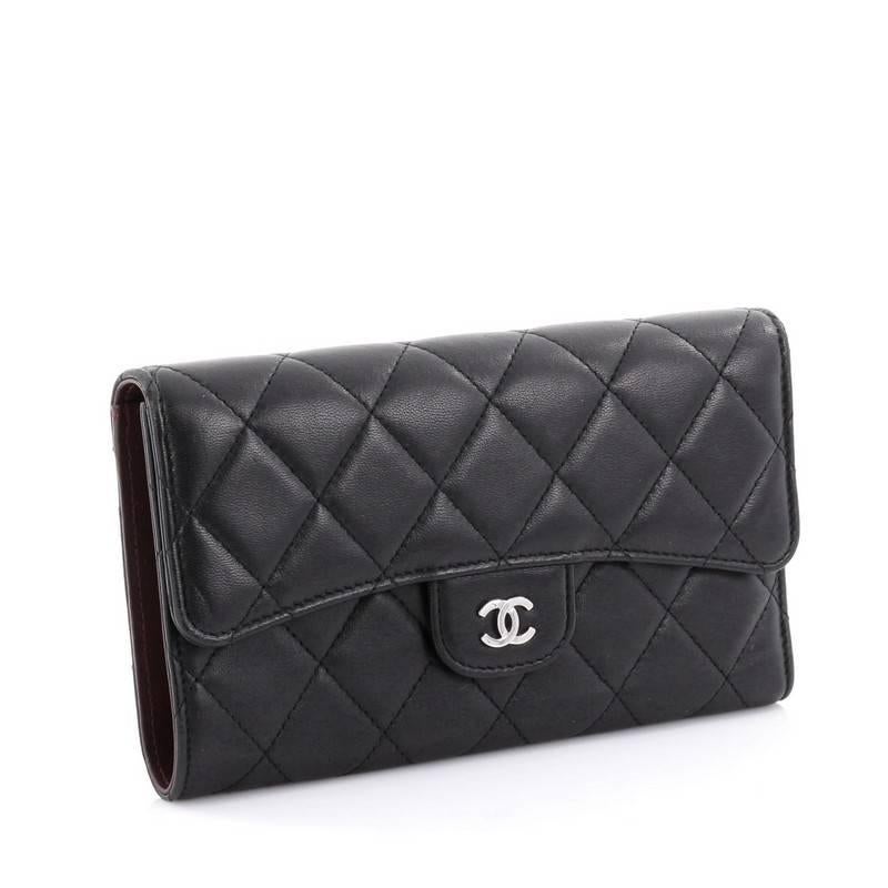 Chanel L Flap Wallet Quilted Lambskin Long In Good Condition In NY, NY