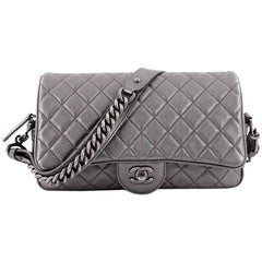 Chanel Airlines Chain Handle Flap Bag Quilted Goatskin Small