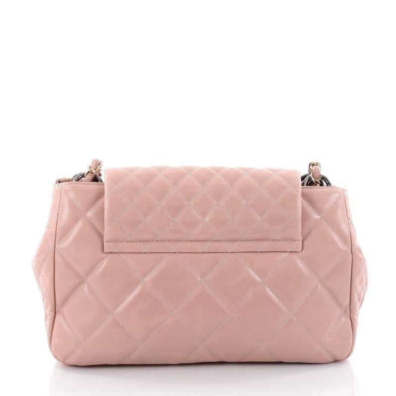 Chanel Mix Accordion CC Flap Bag Quilted Glazed Calfskin Medium In Good Condition In NY, NY