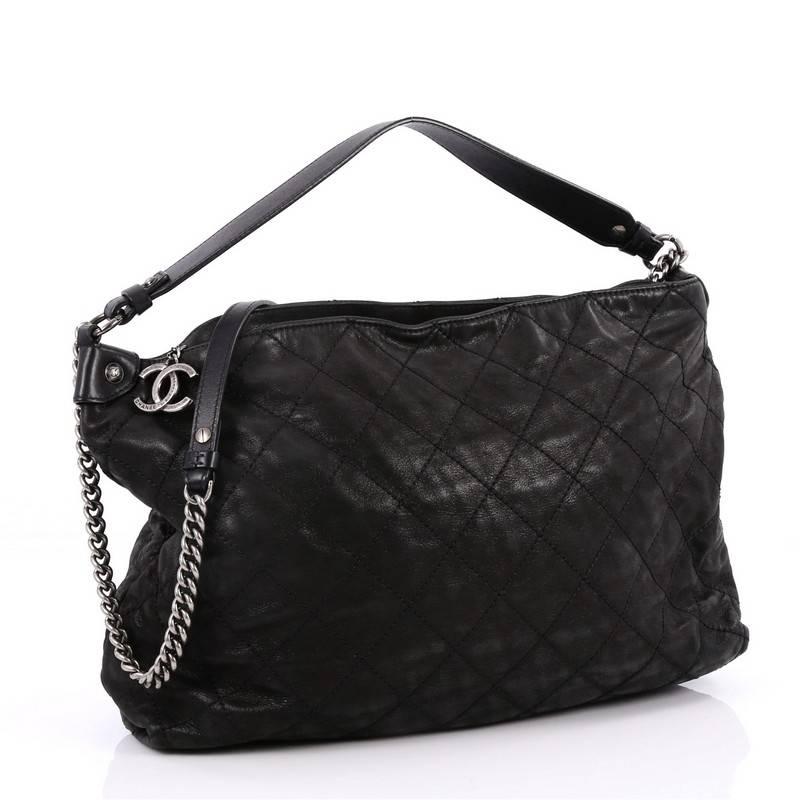 Chanel Coco Daily Hobo Quilted Iridescent Calfskin Large In Good Condition In NY, NY