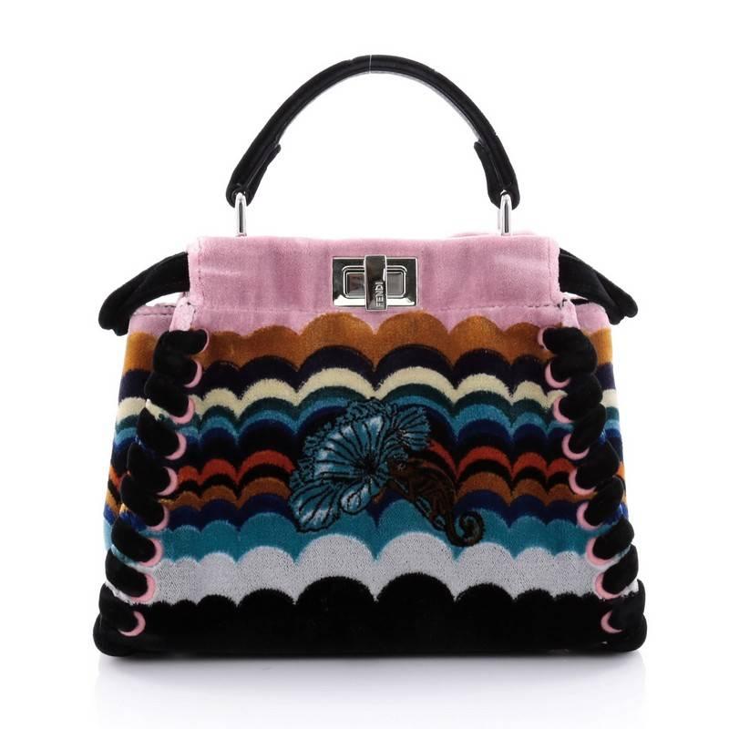 Women's Fendi Peekaboo Handbag Embroidered Velvet Mini