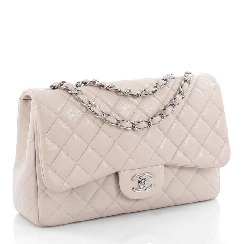 Chanel Classic Single Flap Bag Quilted Caviar Jumbo In Good Condition In NY, NY