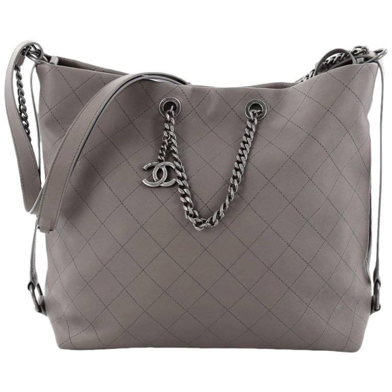  Chanel Messenger Medium Quilted Calfskin Strap Tote 