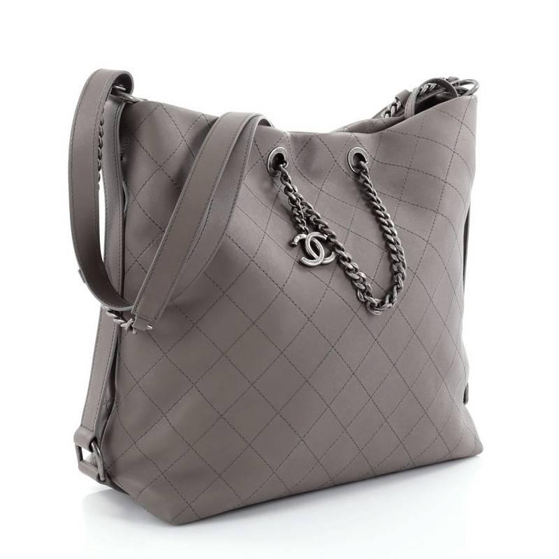  Chanel Messenger Medium Quilted Calfskin Strap Tote  In Good Condition In NY, NY