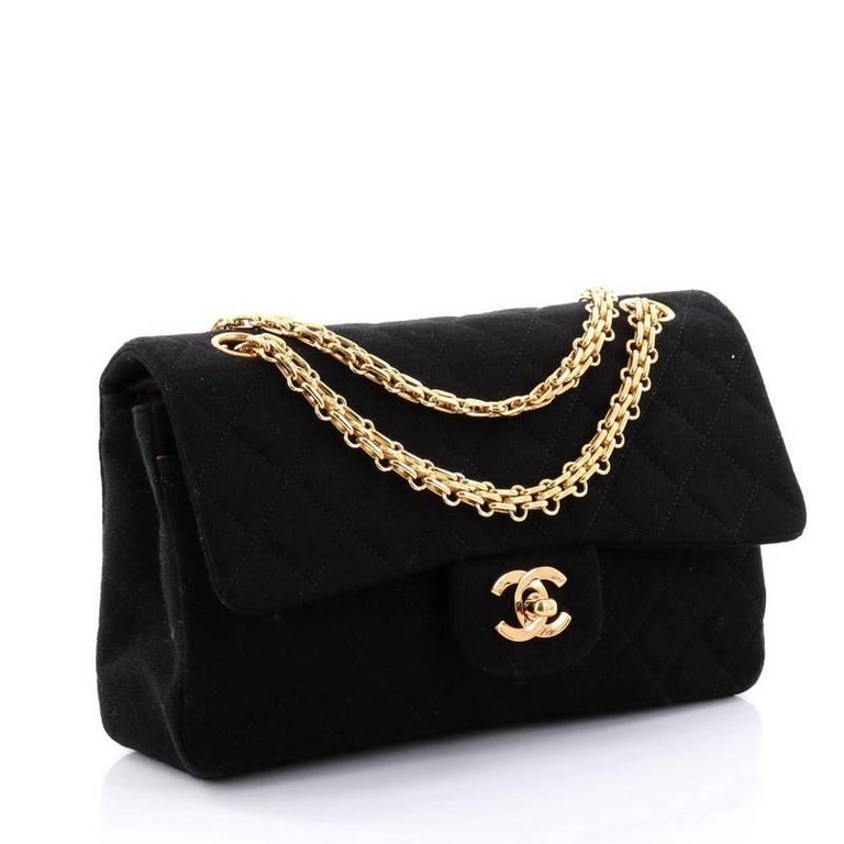 Chanel Bijoux Chain Double Flap Bag Quilted Jersey Small at 1stDibs