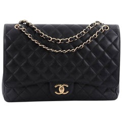 Chanel Classic Double Flap Bag Quilted Caviar Maxi 