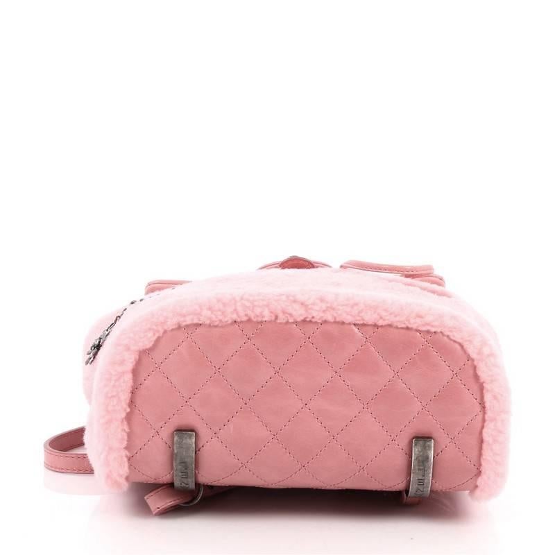 Women's or Men's Chanel Mountain Backpack Shearling with Quilted Calfskin Small