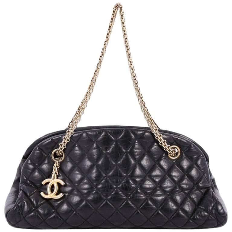 Chanel Just Mademoiselle Handbag Quilted Aged Calfskin Medium