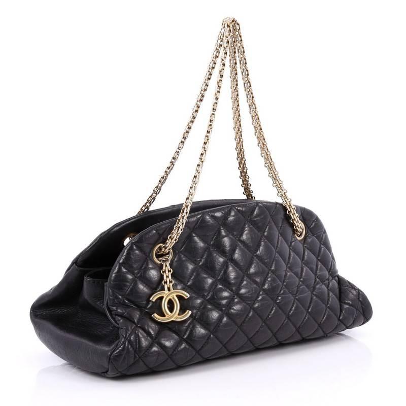 Chanel Just Mademoiselle Handbag Quilted Aged Calfskin Medium In Good Condition In NY, NY