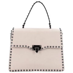 Valentino Rockstud Convertible Top Handle Bag Leather Medium