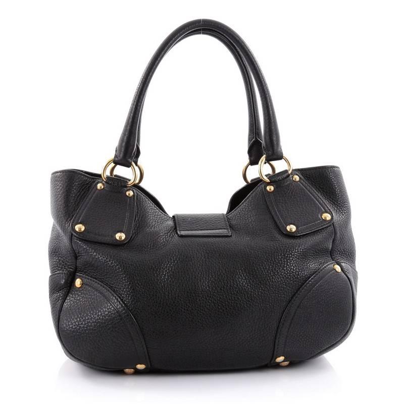 Women's Prada Pushlock Tote Vitello Daino Medium