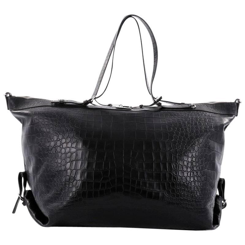 Saint Laurent ID Convertible Bag Crocodile Embossed Leather Large 