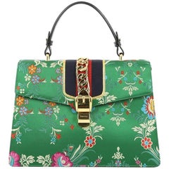 Gucci Sylvie Top Handle Bag Floral Jacquard Medium