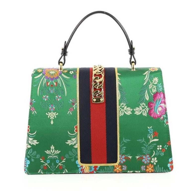 Gucci Sylvie Top Handle Bag Floral Jacquard Medium at 1stdibs