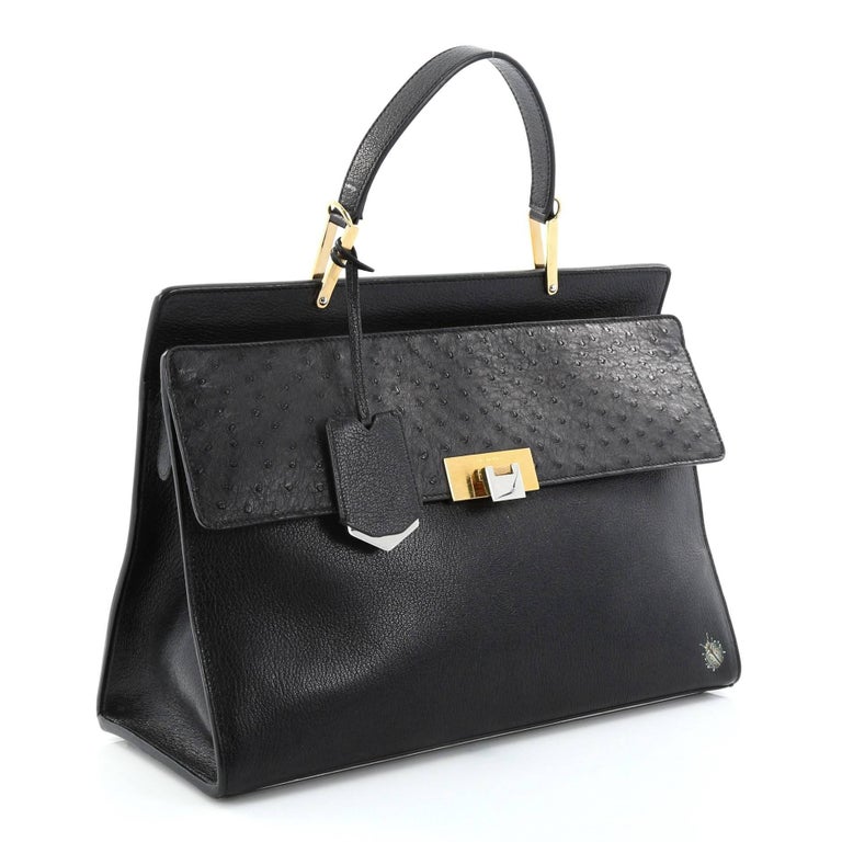 Balenciaga Le Dix Zip Cartable Top Handle Bag Leather and Ostrich Medium at  1stDibs | balenciaga ostrich bag