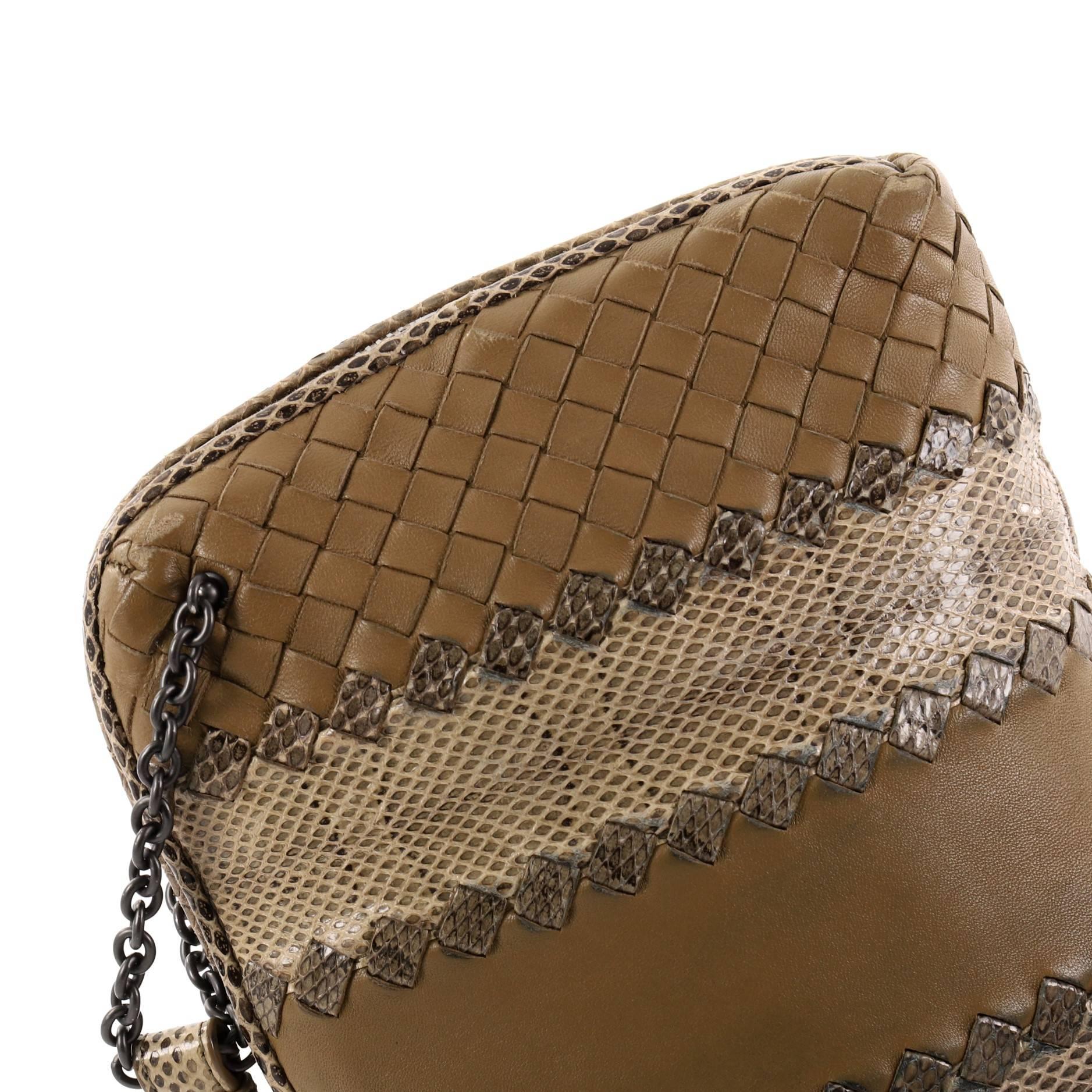 Bottega Veneta Chain Crossbody Bag Intrecciato Nappa and Snakeskin Small 3