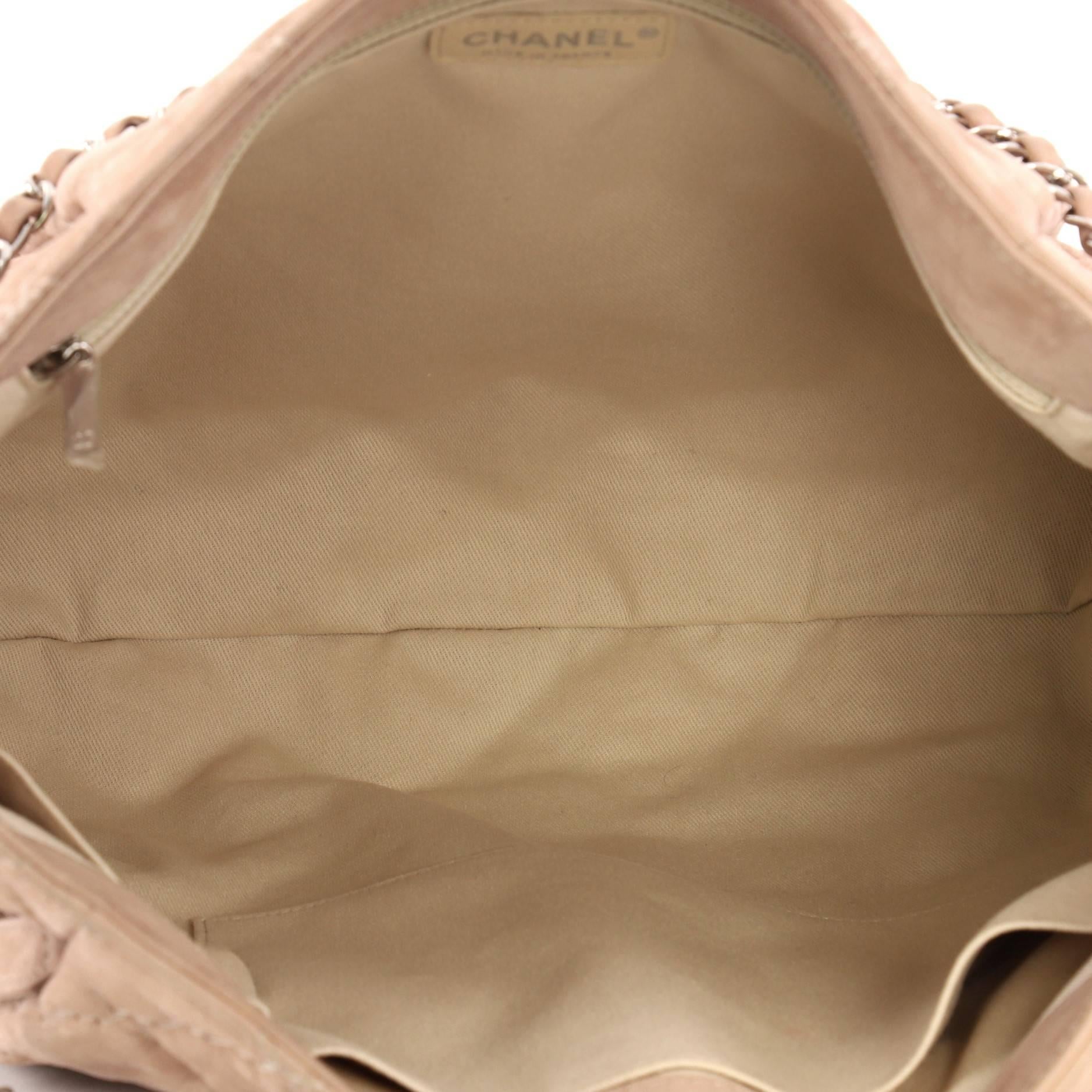 Chanel Double Stitch Hampton Shoulder Bag Quilted Nubuck Large 5