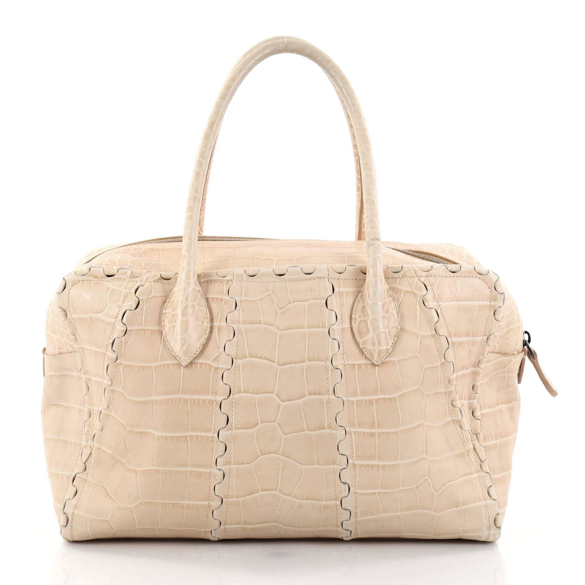 Alaia Puzzle Zip Tote Crocodile Embossed Leather Medium In Fair Condition In NY, NY