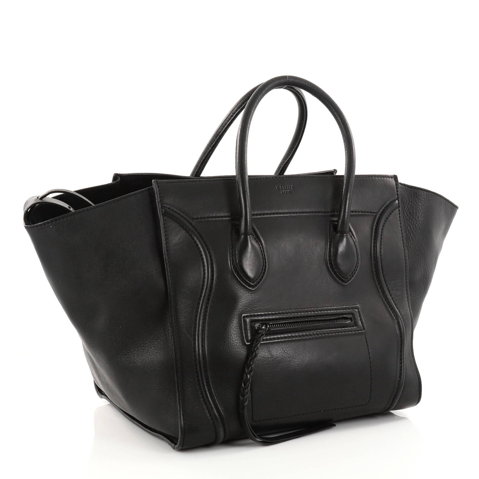 Celine Phantom Handbag Grainy Leather Medium In Fair Condition In NY, NY