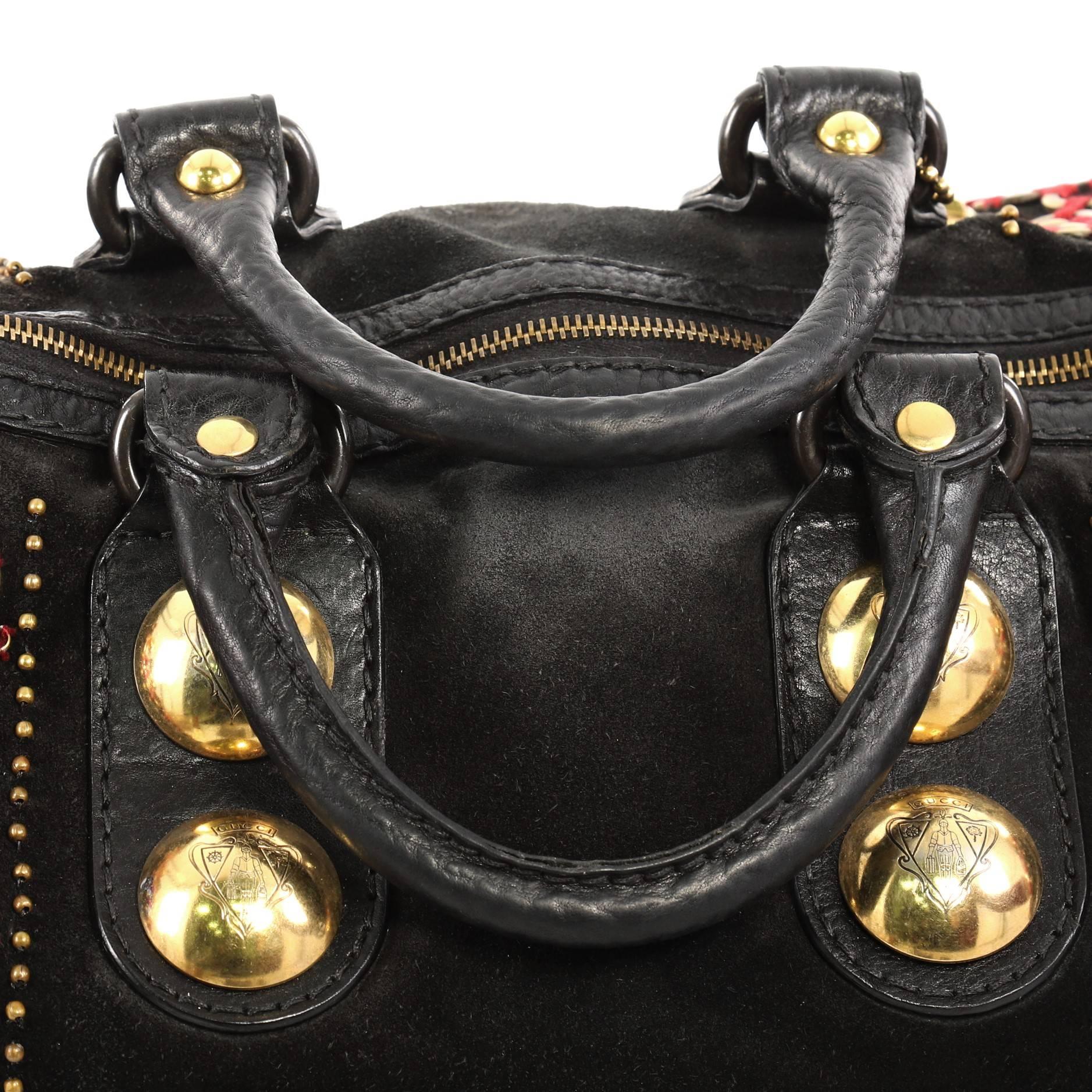 Gucci Babouska Boston Bag Embellished Suede Large 2