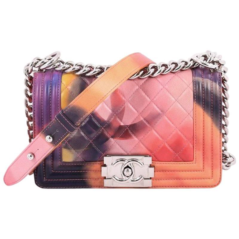 Chanel Limited Edition Flower Power Boy Flap Bag Quilted Lambskin Small