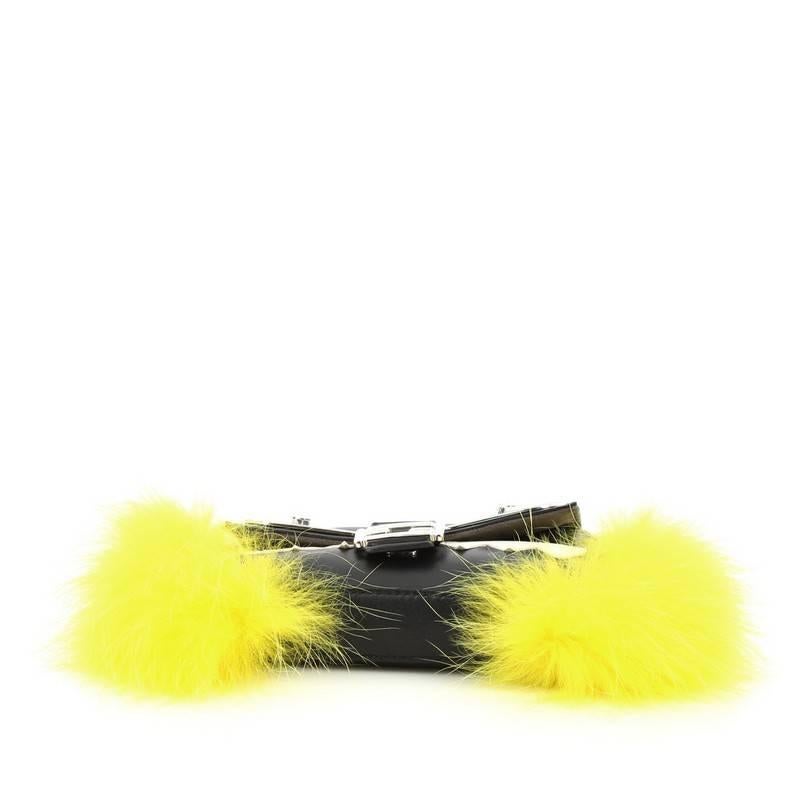 Fendi Monster Baguette Leather and Fur Micro 2