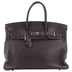 Hermes Birkin Handbag Cafe Clemence with Palladium Hardware 35