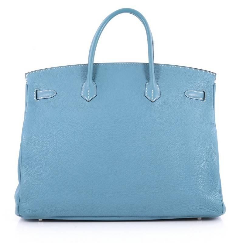 Women's or Men's Hermes Birkin Handbag Blue Togo with Palladium Hardware 40