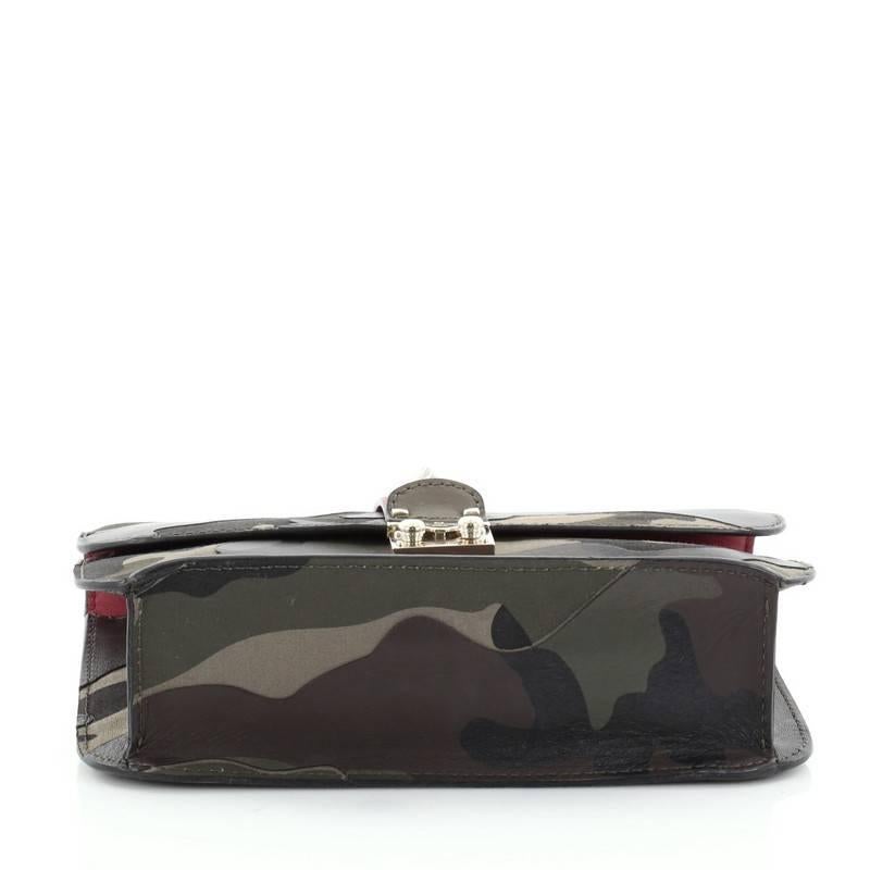 Valentino Glam Lock Shoulder Bag Camo Leather and Canvas Medium 1