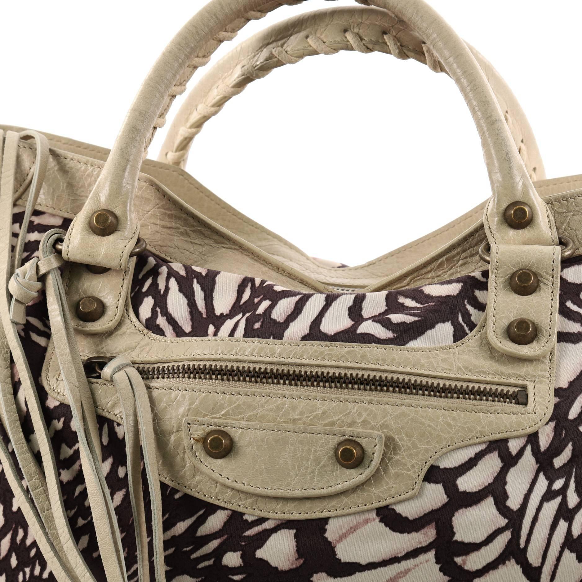 Balenciaga City Classic Studs Handbag Printed Nylon and Leather Medium 4