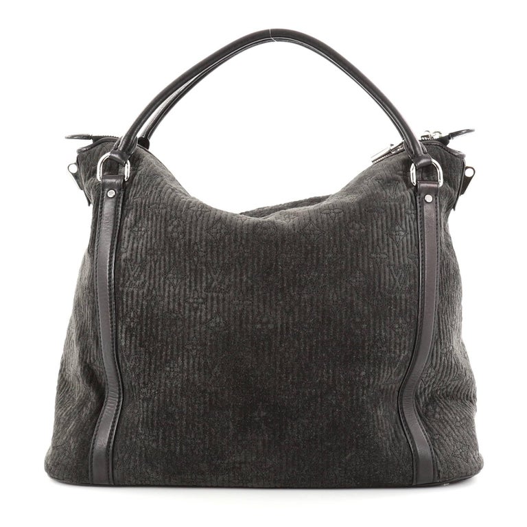 LOUIS VUITTON Bag Antheia Suede Leather Ixia Large Handbag Purse VGUC  Anthracite