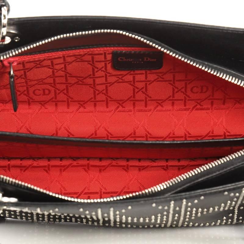 Christian Dior East West Lady Dior Handbag Cannage Studded Leather Small 2