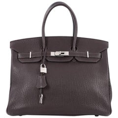 Hermes Birkin Handbag Ebene Fjord with Palladium Hardware 35