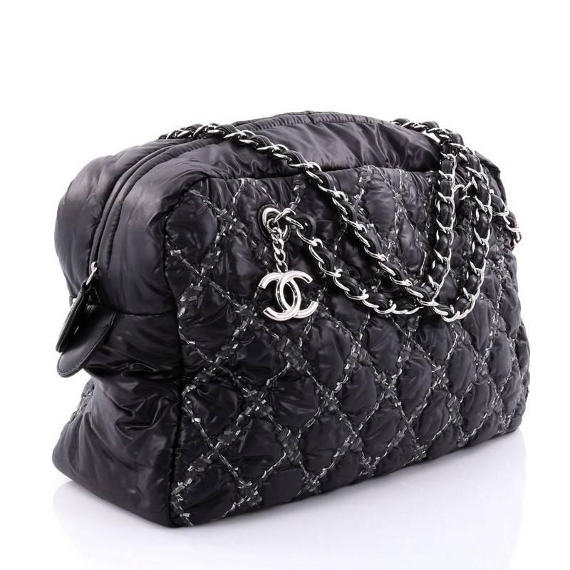 Chanel Tweed On Stitch Camera Case Bag Quilted Nylon Medium In Good Condition In NY, NY