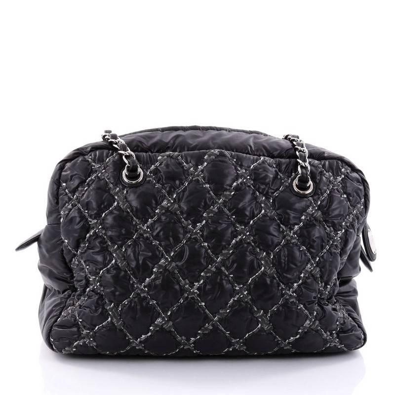 Women's Chanel Tweed On Stitch Camera Case Bag Quilted Nylon Medium