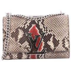 Buy Brand New & Pre-Owned Louis Vuitton Chain Louise Clutch Bag, Black with  Python Detailing Online