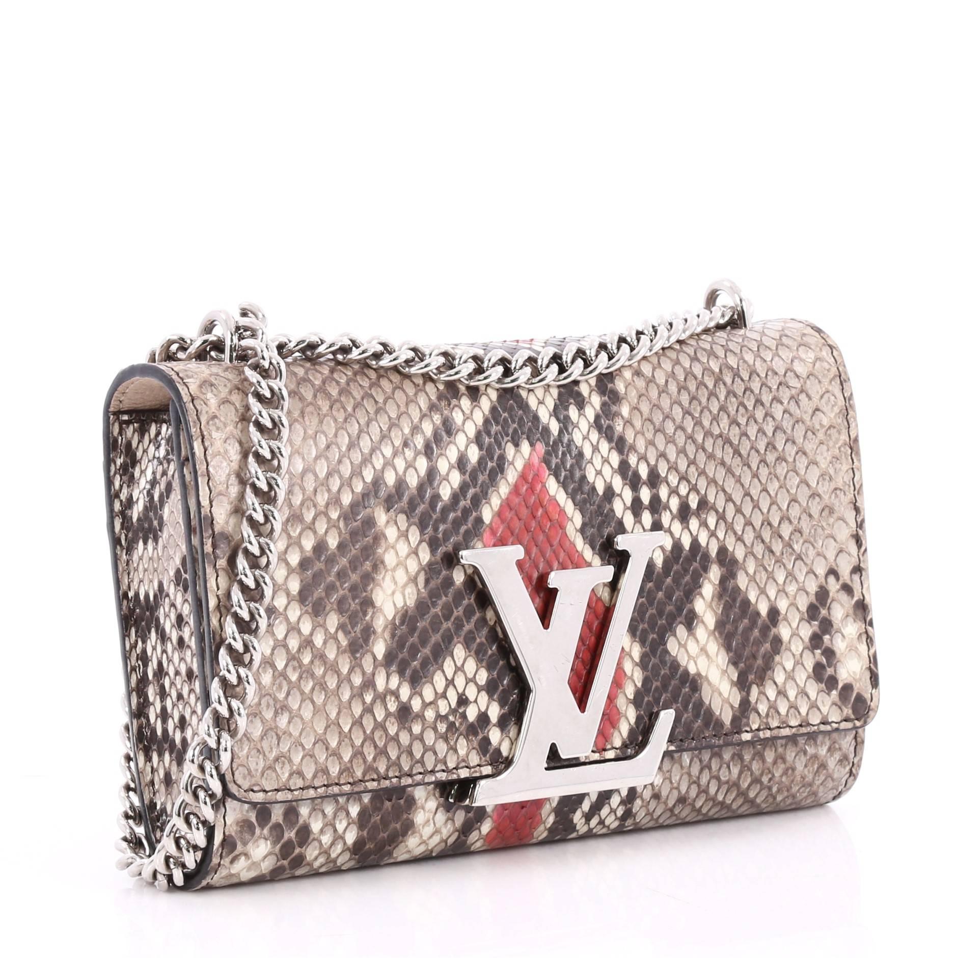 Louis Vuitton Chain Louise Clutch Python GM In Good Condition In NY, NY