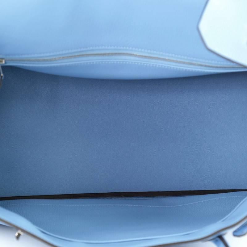 Hermes Birkin Handbag Blue Hydra Clemence with Palladium Hardware 40 3