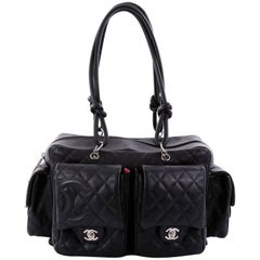 Chanel Cambon Multipocket Reporter Handbag Quilted Lambskin Large