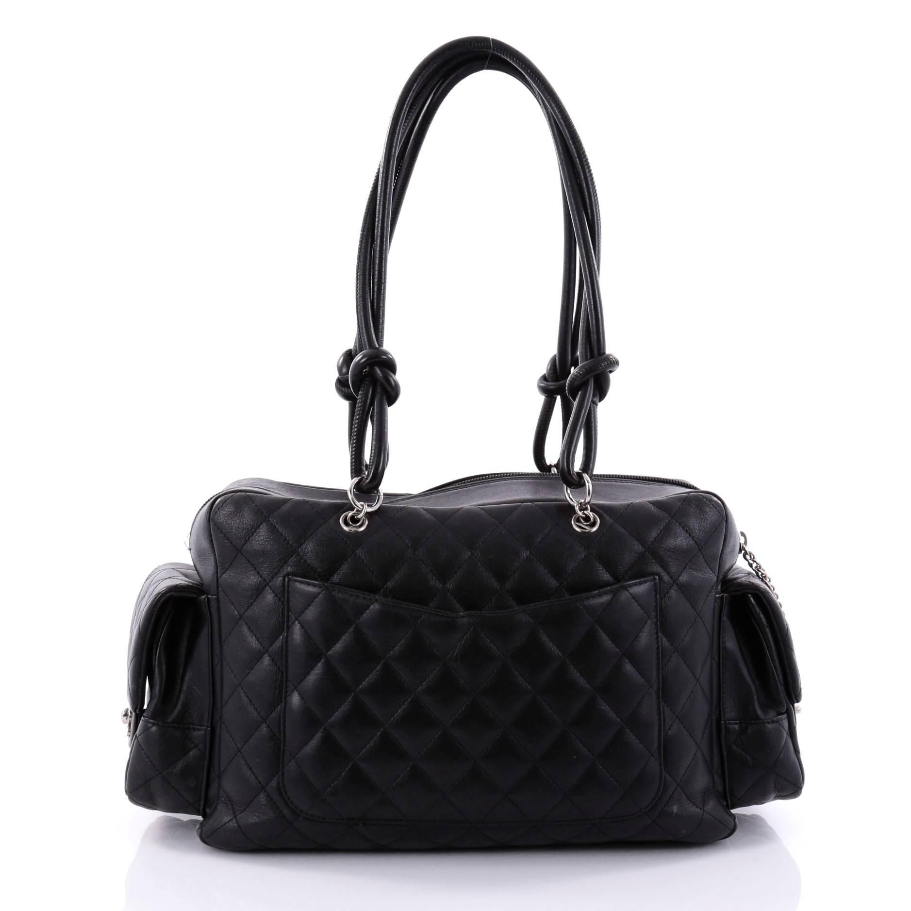 Women's or Men's Chanel Cambon Multipocket Reporter Handbag Quilted Lambskin Large
