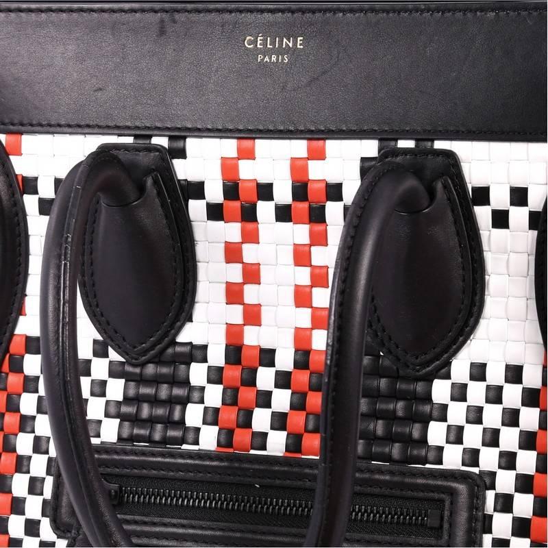 Celine Luggage Handbag Woven Leather Mini 3