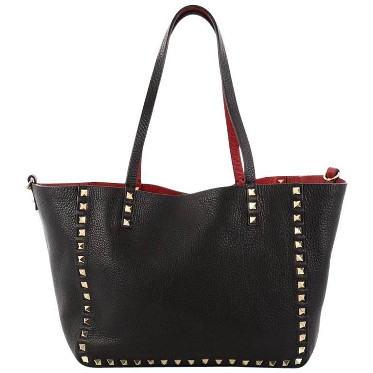 Valentino Rockstud Reversible Convertible Tote Leather Small