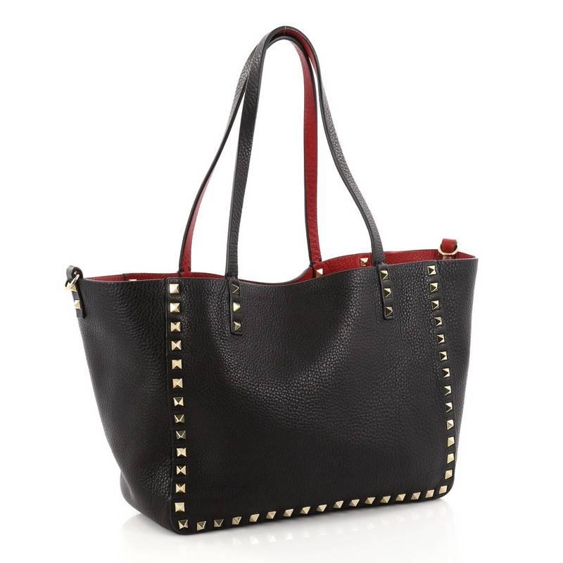 Valentino Rockstud Reversible Convertible Tote Leather Small In Excellent Condition In NY, NY