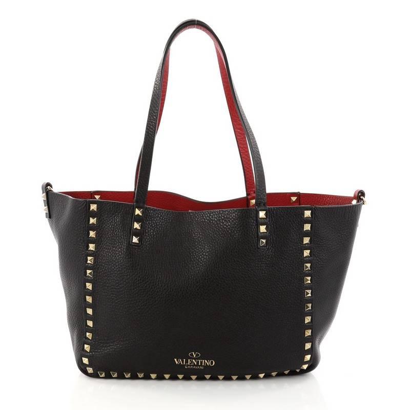 Women's Valentino Rockstud Reversible Convertible Tote Leather Small