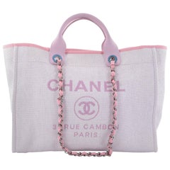 Chanel Deauville Chain Tote Canvas Large