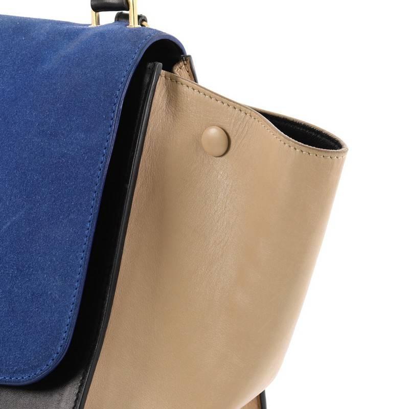 Celine Tricolor Trapeze Handbag Suede Medium 3