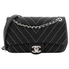 Chanel CC Chain Flap Bag Studded Chevron Calfskin Small