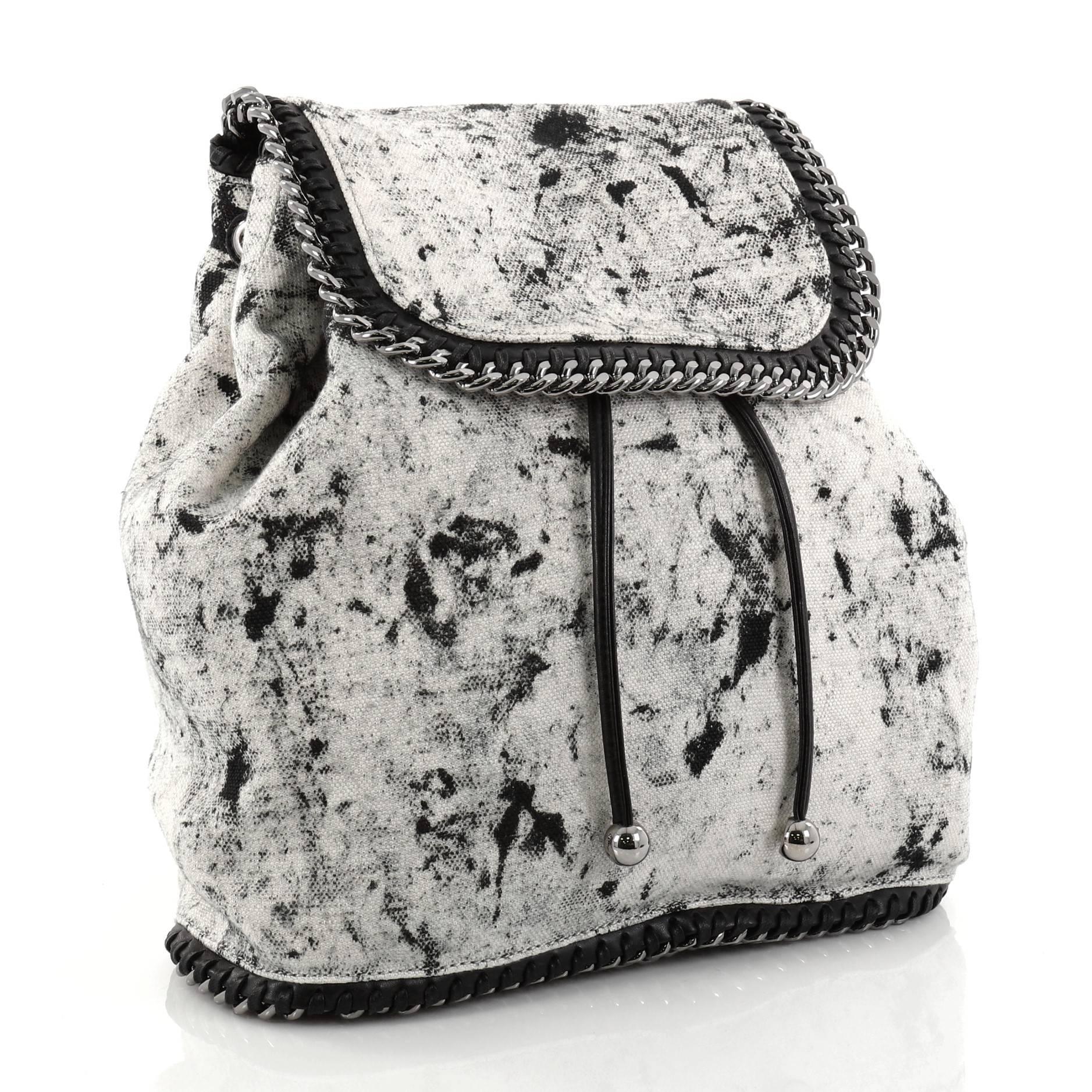 Stella McCartney Falabella Backpack Printed Linen Medium In Good Condition In NY, NY