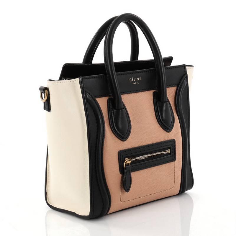 Celine Tricolor Luggage Handbag Leather Nano In Good Condition In NY, NY