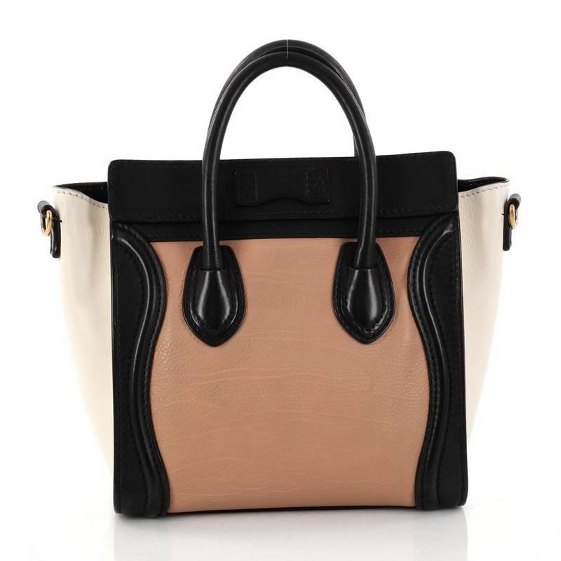 Women's Celine Tricolor Luggage Handbag Leather Nano